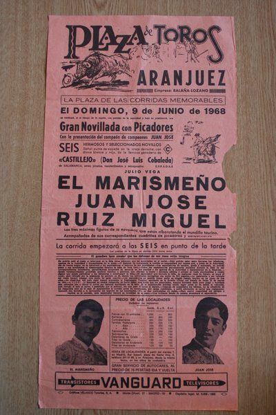 Cartel de toros de Aranjuez. 1968.