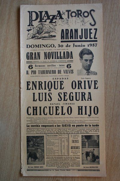 Cartel de toros de Aranjuez. 1957.