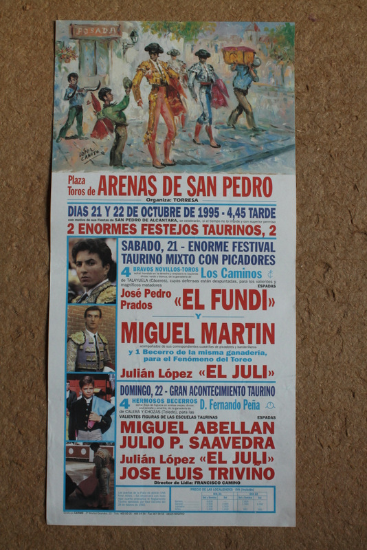 Cartel de toros de Arenas de San Pedro. 21 y 22 de octubre de 1995.