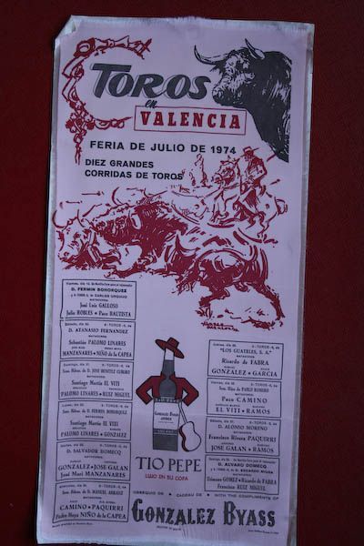 Cartel de toros de Valencia en seda