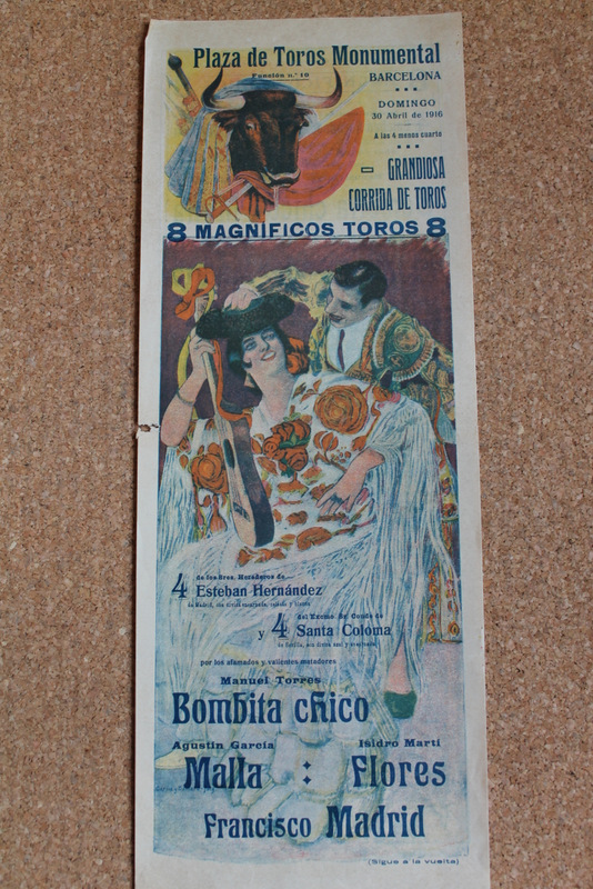 Cartel de toros de Barcelona. 30 de abril de 1916.
