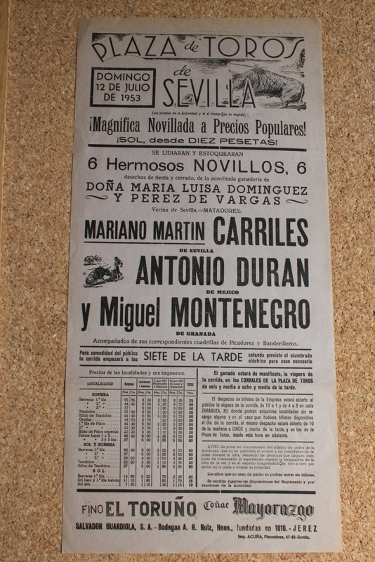 Cartel de toros de Sevilla. 12 de julio de 1953.