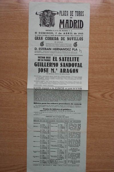 Cartel de toros de Madrid.