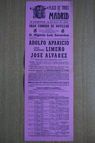 Cartel de toros de Madrid. 1959.