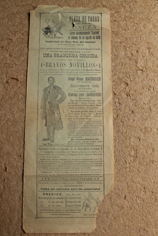 Cartel de toros de Baeza. 15 de agosto de 1925.