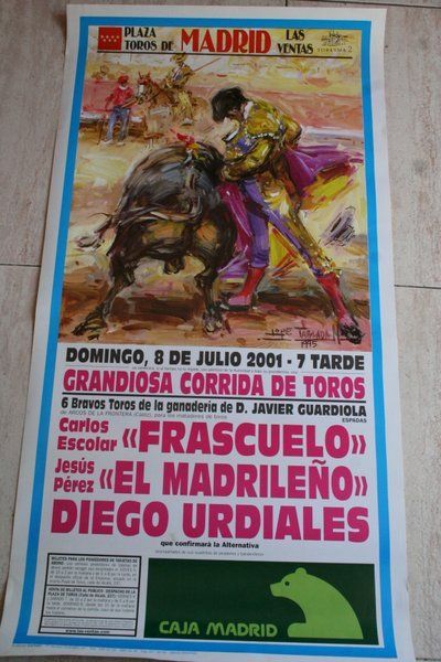 Cartel de toros de Madrid. 8 de julio de 2001. 