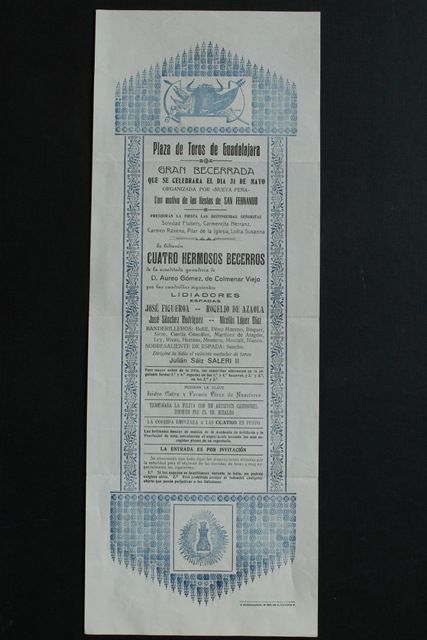 Cartel de toros de Guadalajara. Día 31 de mayo (sin año).