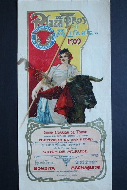 Cartel de toros de Alicante. 29 de junio de 1909.