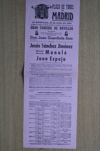 Cartel de toros de Madrid.