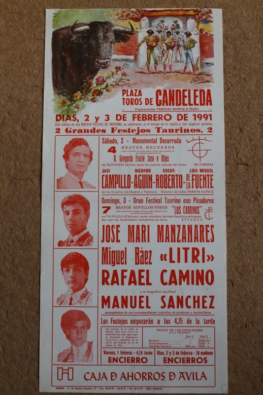 Cartel de toros de Candeleda. 2 y 3 de febrero de 1991.
