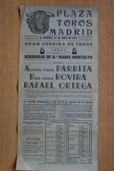 Cartel de toros de Madrid.