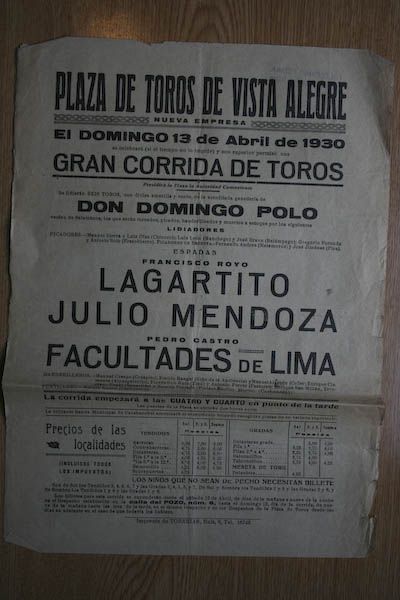 Cartel de toros de Vista-Alegre.