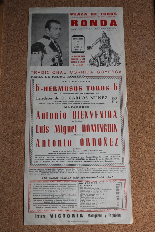 Cartel de toros de Ronda. 7 de septiembre de 1972.
