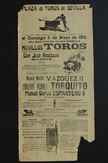 Cartel de toros de Sevilla. 5 de mayo de 1912.