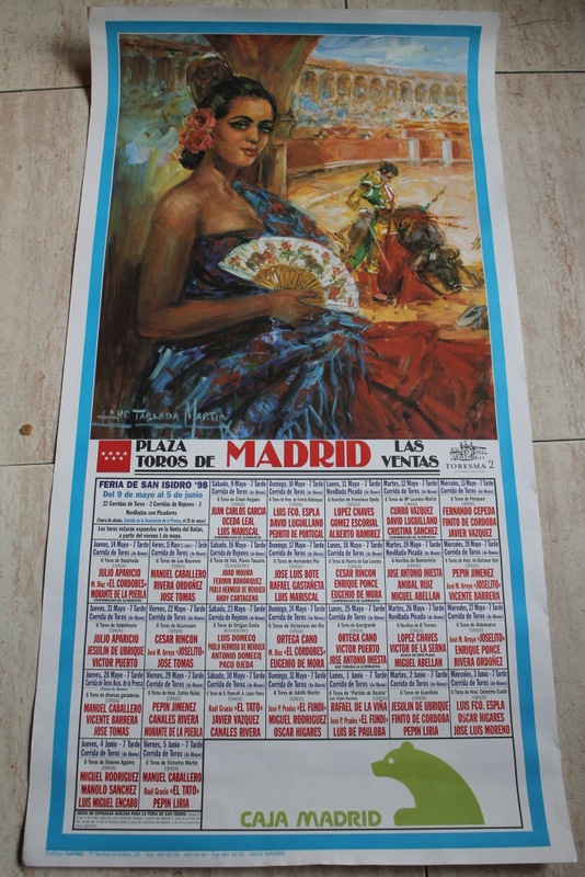 Cartel de toros de Madrid. Las Ventas. San Isidro 1998.