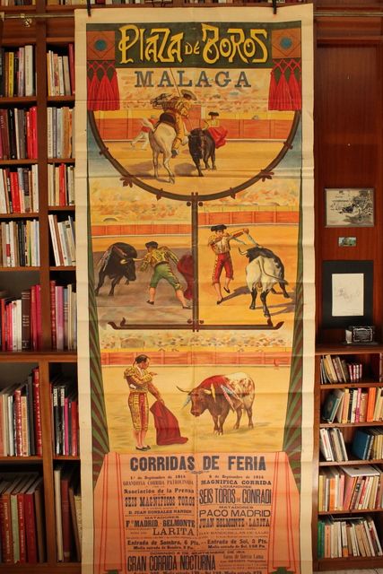 Cartel de toros mural de Málaga. 1º de septiembre de 1914. Corrida patrocinada por la Asociación de la Prensa.