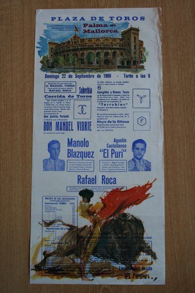 Cartel de toros de Palma de Mallorca. 1968.
