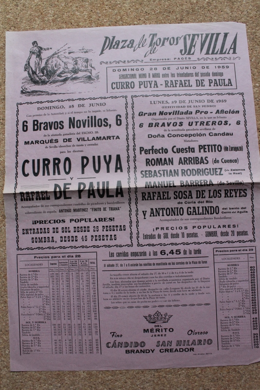 Cartel de toros de Sevilla. 28 y 29 de junio de 1959. 