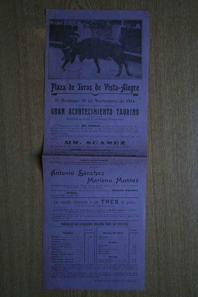 Cartel de toros de Vista-Alegre.