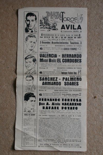 Cartel de toros de Ávila. 21, 23 y 25 de julio de 1967.