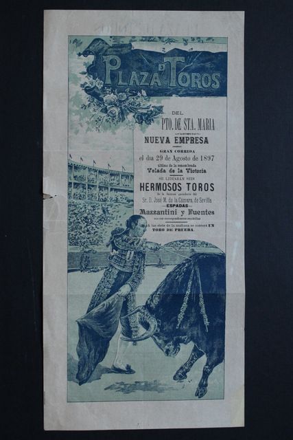 Cartel de toros del Puerto de Santa María. 29 de agosto de 1897.