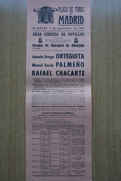 Cartel de toros de Madrid. 1961.
