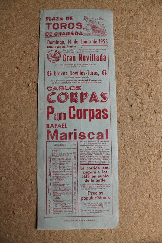 Cartel de toros de Granada. 14 de junio de 1953.