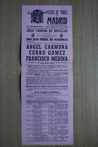 Cartel de toros de Madrid. 1959.