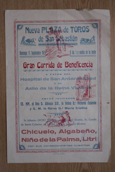 Cartel de toros de San Sebastián.