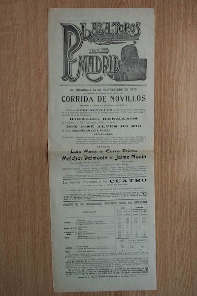 Cartel de toros de Madrid.