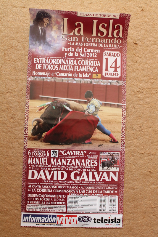 Cartel de toros de La Isla de San Fernando. 14 de julio de 2012. Corrida mixta flamenca en homenaje a Camarón de la Isla.