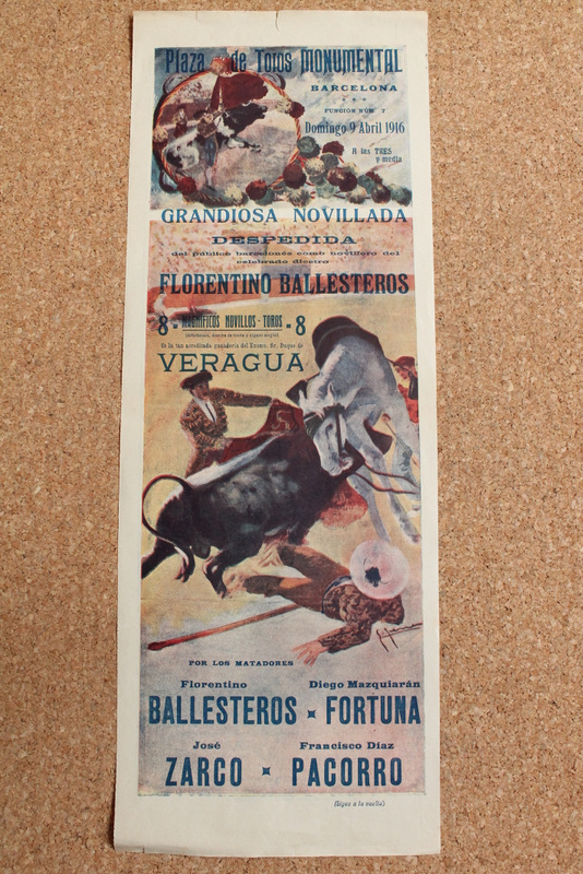 Cartel de toros de Barcelona. 9 de abril de 1916. 