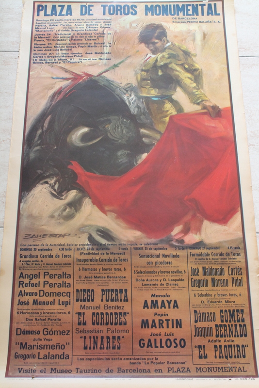 Cartel de toros de Barcelona. 20, 24, 25 y 27 de septiembre de 1970.