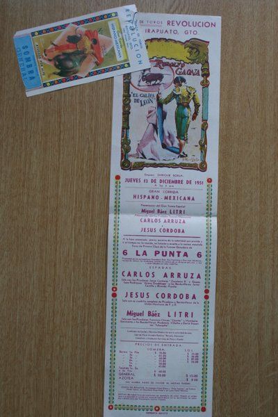 Cartel de toros de México. Irapuato. 1951