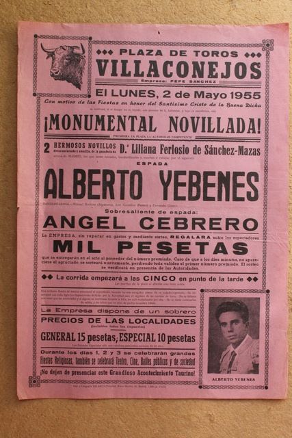 Cartel de toros de Villaconejos. 2 de mayo de 1955.