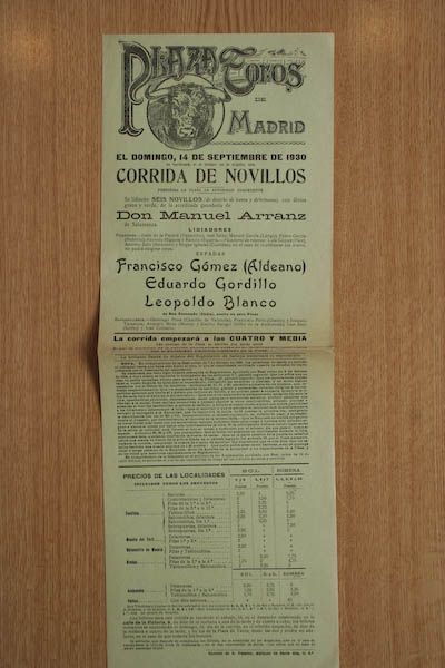Cartel de toros de Madrid.