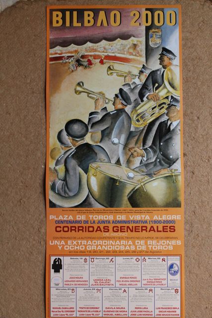 Cartel de toros de Bilbao 2000. Plaza de Toros de Vista Alegre. Días 19 al 27de agosto de 2000.