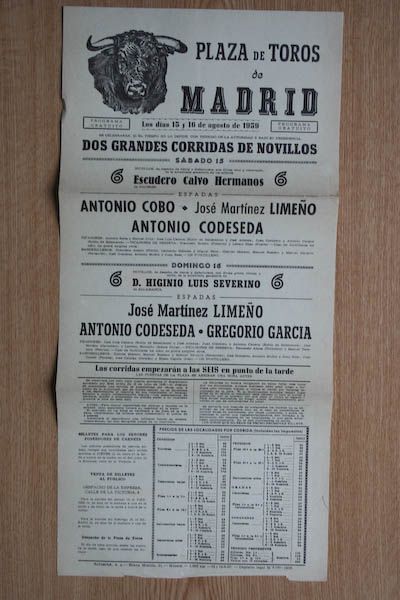 Cartel de toros de Madrid.