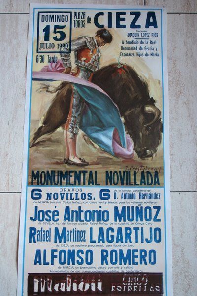 Cartel de toros de Cieza. 15 de julio de 1990. 