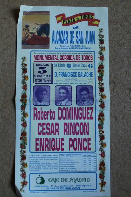 Cartel de toros de Alcázar de San Juan. 5 de septiembre de 1992.