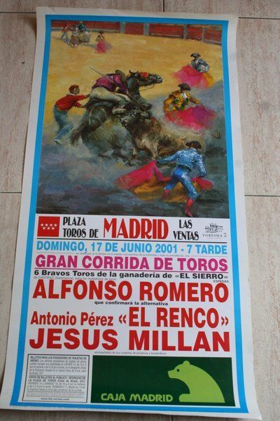 Cartel de toros de Madrid. 17 de junio de 2001. 