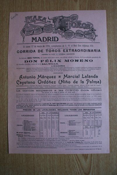 Cartel de toros de Madrid. 1927.