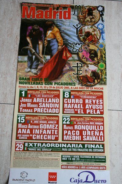 Cartel de toros de Madrid. 1, 8, 15, 22 y 29 de julio de 2005. 