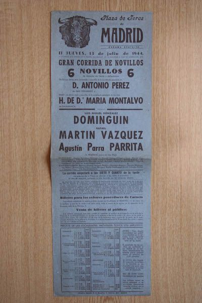 Cartel de toros de Madrid.