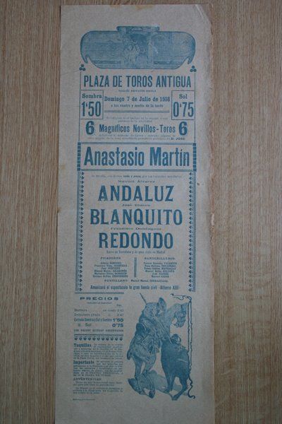 Cartel de toros de Barcelona. 1918.