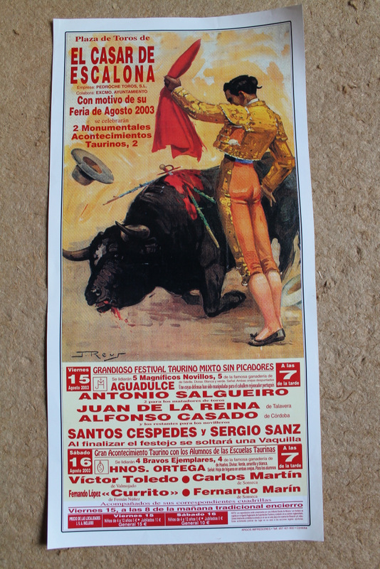 Cartel de toros de El Casar de Escalona. 15 y 16 de agosto de 2003. 