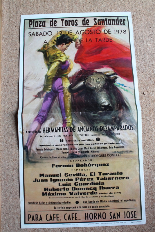 Cartel de toros de Santander. 12 de agosto de 1978. Festival a favor de las Hermanitas de Ancianos Desamparados.