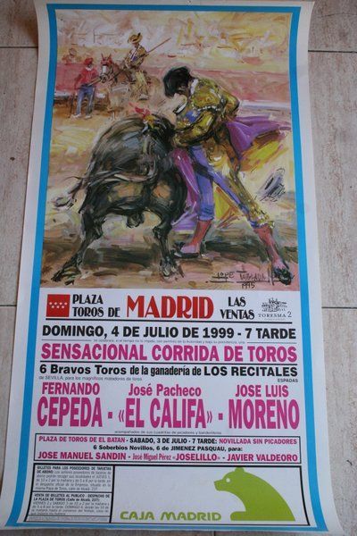 Cartel de toros de Madrid. 4 de julio de 1999.