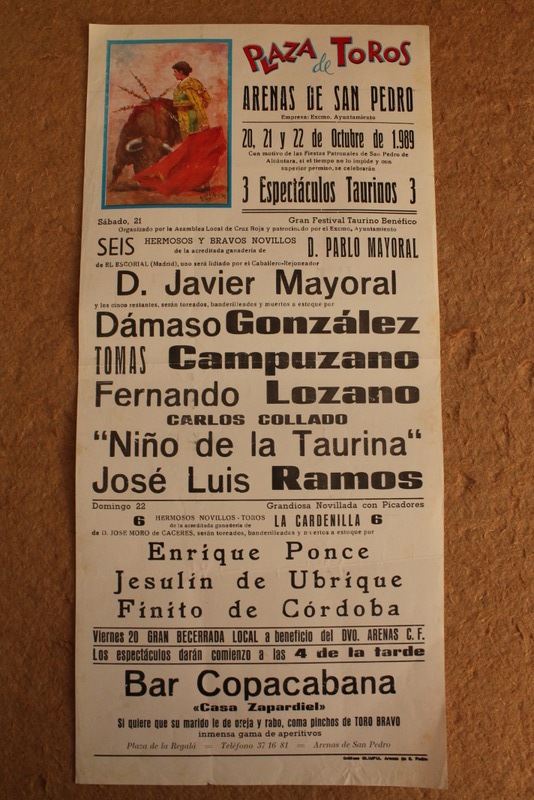 Cartel de toros de Arenas de San Pedro. 20, 21 y 22 de octubre de 1989.