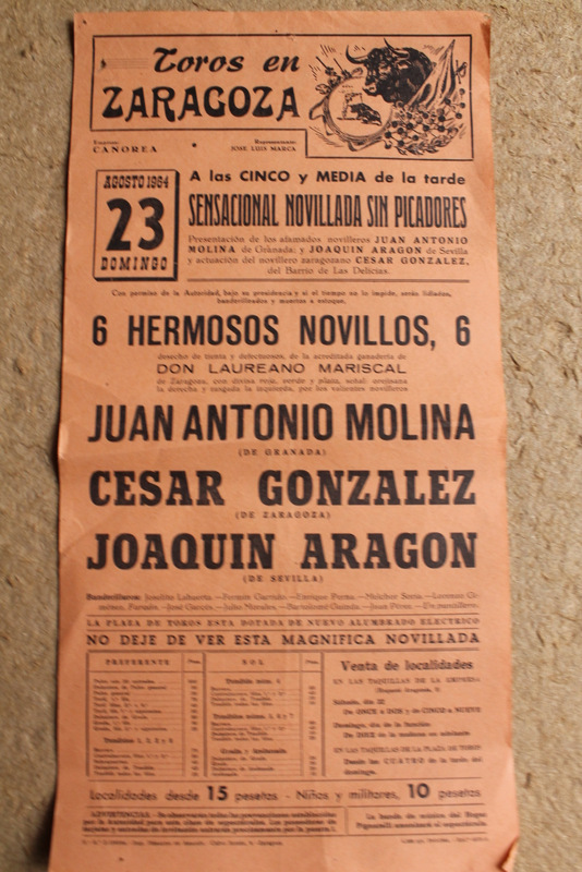 Cartel de toros de Zaragoza. 23 de agosto de 1964.